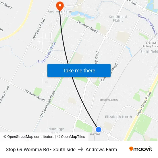 Stop 69 Womma Rd - South side to Andrews Farm map