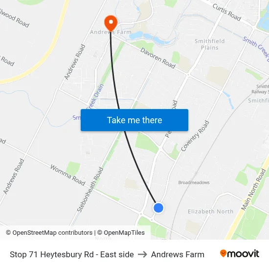 Stop 71 Heytesbury Rd - East side to Andrews Farm map