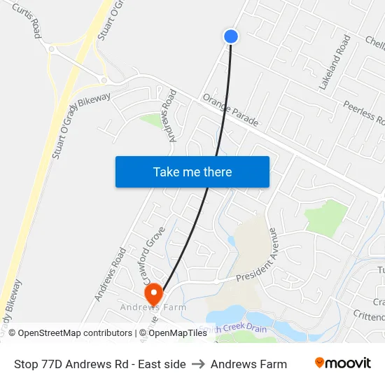Stop 77D Andrews Rd - East side to Andrews Farm map