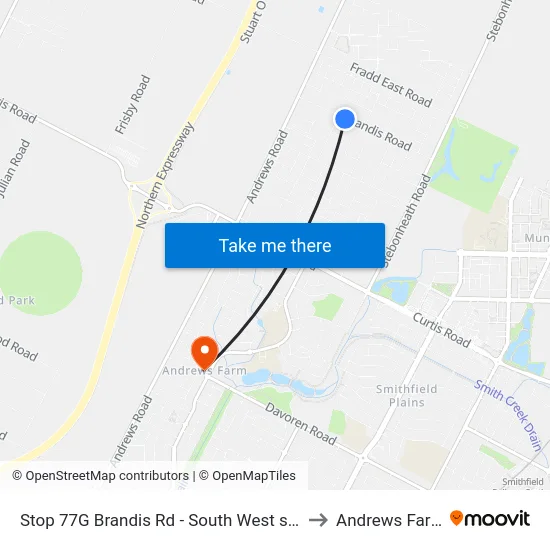 Stop 77G Brandis Rd - South West side to Andrews Farm map