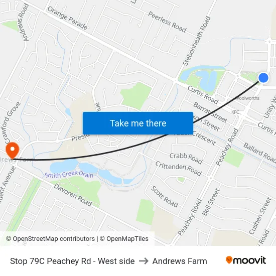 Stop 79C Peachey Rd - West side to Andrews Farm map