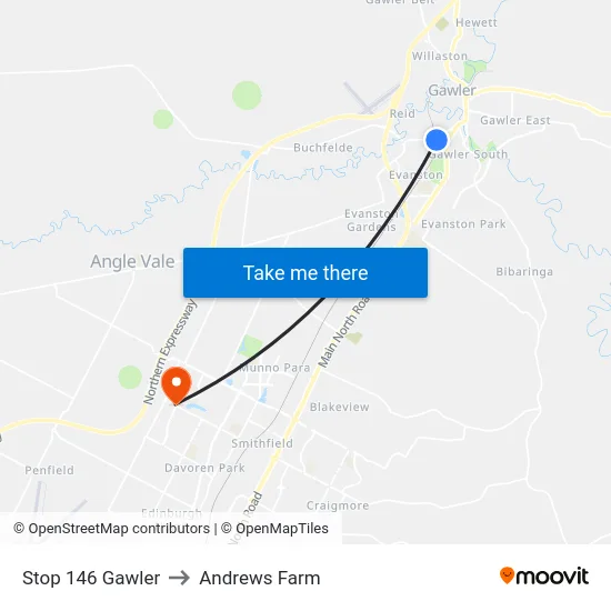 Stop 146 Gawler to Andrews Farm map