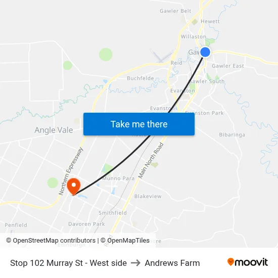 Stop 102 Murray St - West side to Andrews Farm map