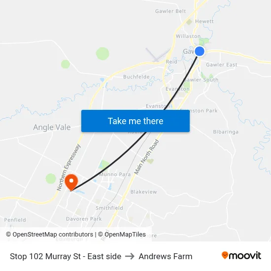 Stop 102 Murray St - East side to Andrews Farm map