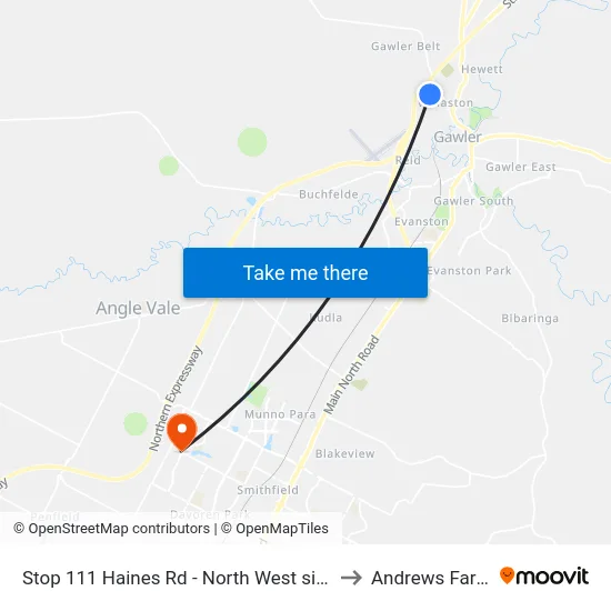 Stop 111 Haines Rd - North West side to Andrews Farm map