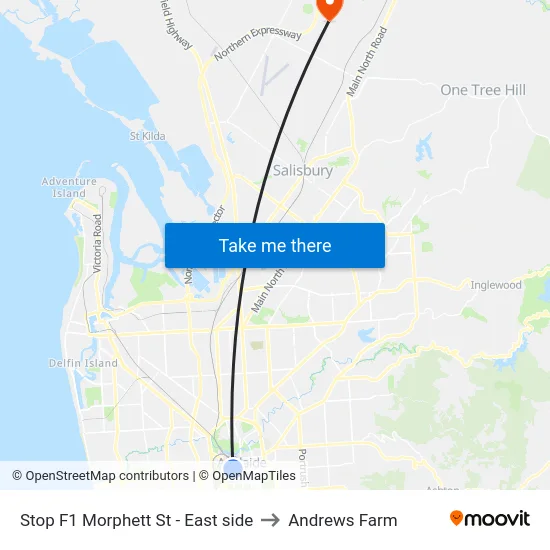 Stop F1 Morphett St - East side to Andrews Farm map