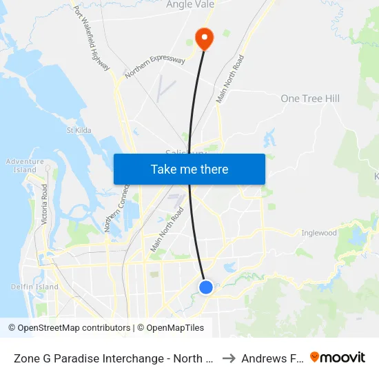 Zone G Paradise Interchange - North West side to Andrews Farm map