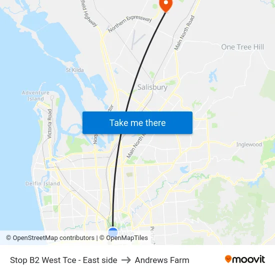 Stop B2 West Tce - East side to Andrews Farm map
