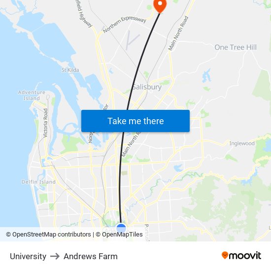 University to Andrews Farm map