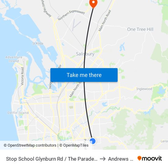 Stop School Glynburn Rd / The Parade - West side to Andrews Farm map