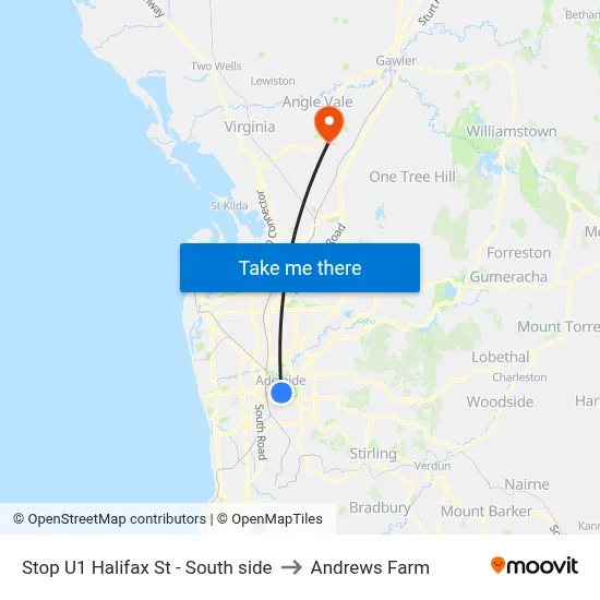 Stop U1 Halifax St - South side to Andrews Farm map