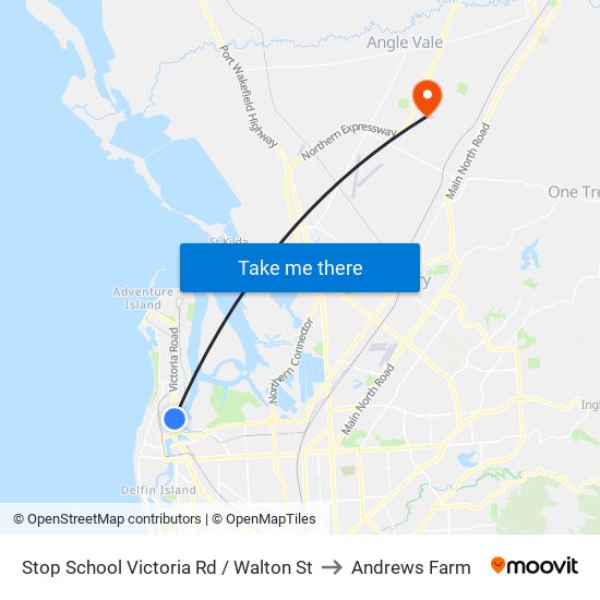 Stop School Victoria Rd / Walton St to Andrews Farm map