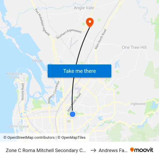 Zone C Roma Mitchell Secondary College to Andrews Farm map