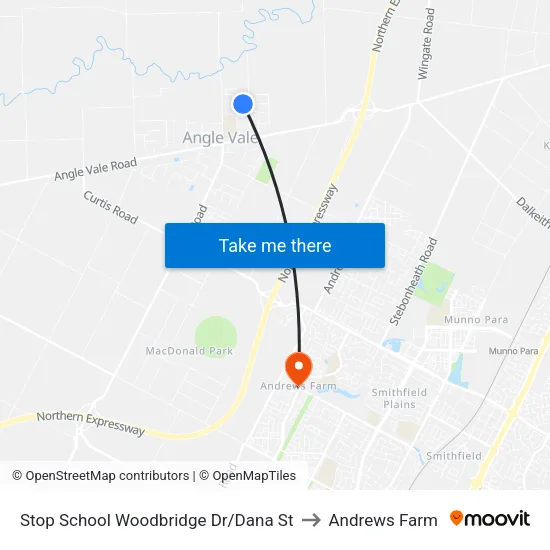 Stop School Woodbridge Dr/Dana St to Andrews Farm map