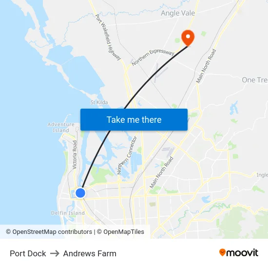 Port Dock to Andrews Farm map