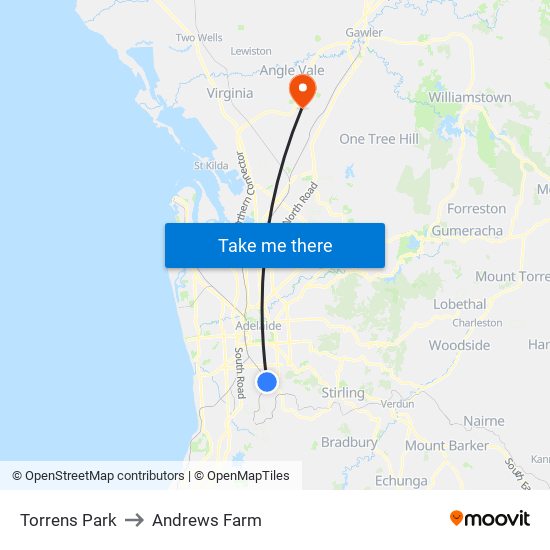 Torrens Park to Andrews Farm map