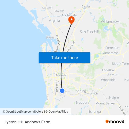 Lynton to Andrews Farm map