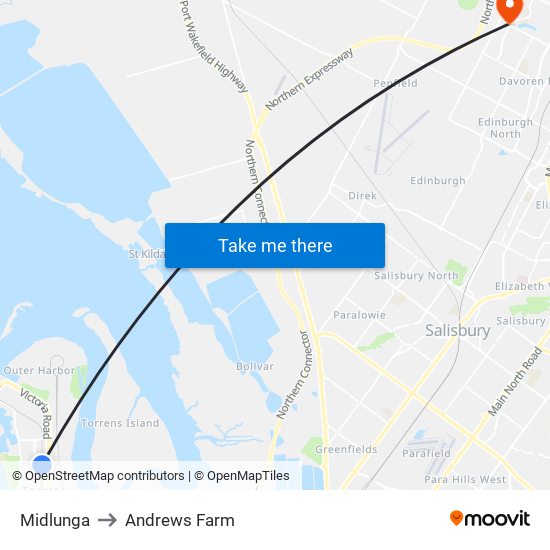 Midlunga to Andrews Farm map