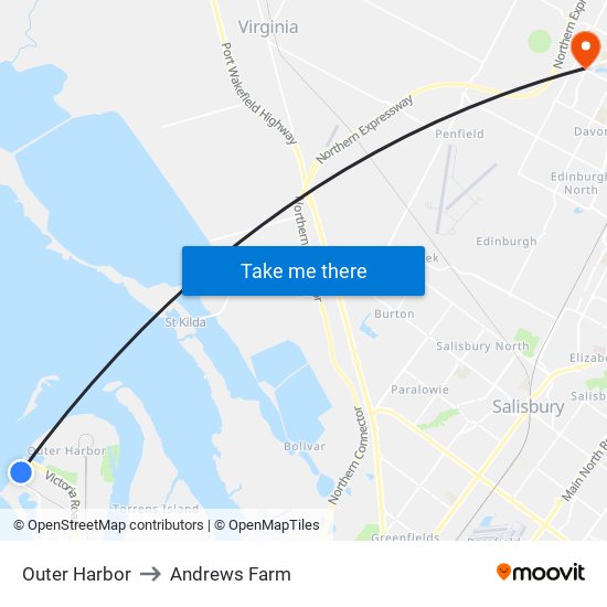 Outer Harbor to Andrews Farm map