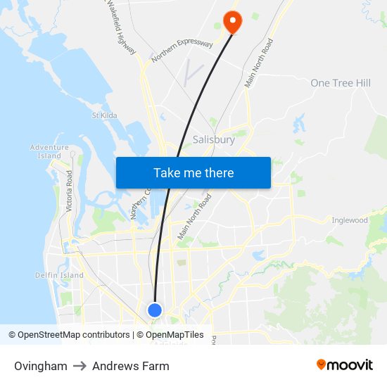 Ovingham to Andrews Farm map