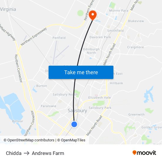 Chidda to Andrews Farm map