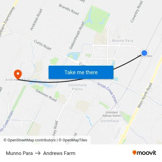 Munno Para to Andrews Farm map
