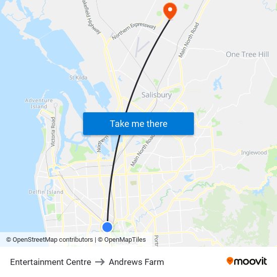 Entertainment Centre to Andrews Farm map