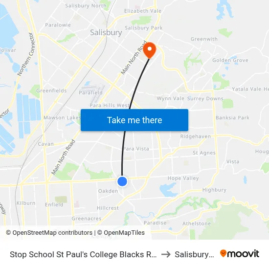 Stop School St Paul's College Blacks Rd - East side to Salisbury East map
