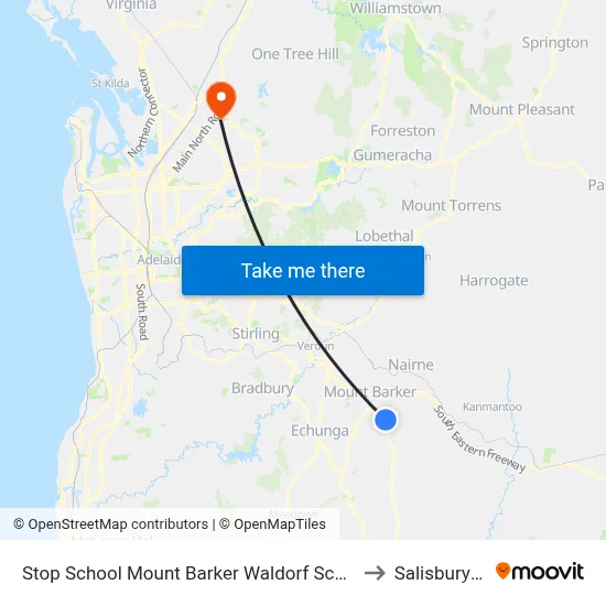 Stop School Mount Barker Waldorf School Sims Rd to Salisbury East map