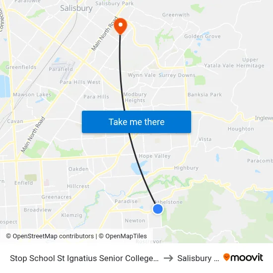 Stop School St Ignatius Senior College Manresa Ct to Salisbury East map