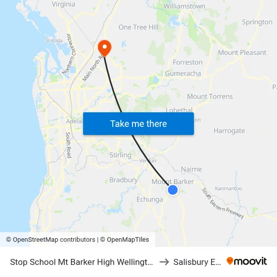 Stop School Mt Barker High Wellington Rd to Salisbury East map