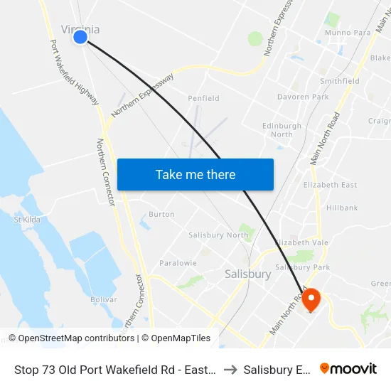 Stop 73 Old Port Wakefield Rd - East side to Salisbury East map