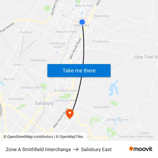 Zone A Smithfield Interchange to Salisbury East map