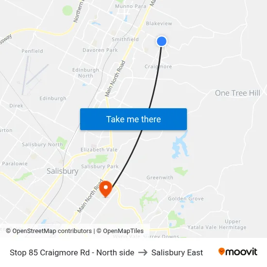 Stop 85 Craigmore Rd - North side to Salisbury East map