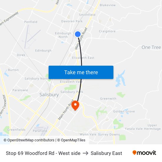 Stop 69 Woodford Rd - West side to Salisbury East map