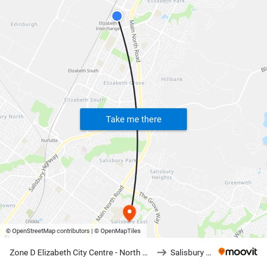 Zone D Elizabeth City Centre - North West side to Salisbury East map