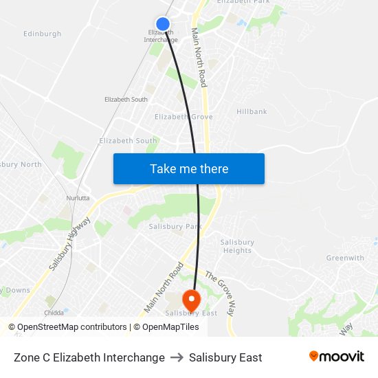 Zone C Elizabeth Interchange to Salisbury East map