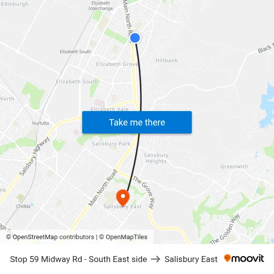 Stop 59 Midway Rd - South East side to Salisbury East map