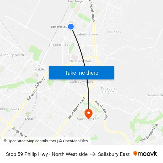 Stop 59 Philip Hwy - North West side to Salisbury East map