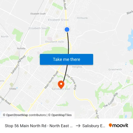 Stop 56 Main North Rd - North East side to Salisbury East map