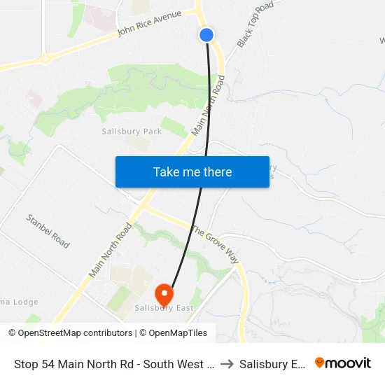 Stop 54 Main North Rd - South West side to Salisbury East map