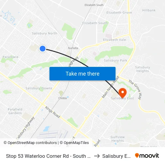 Stop 53 Waterloo Corner Rd - South side to Salisbury East map