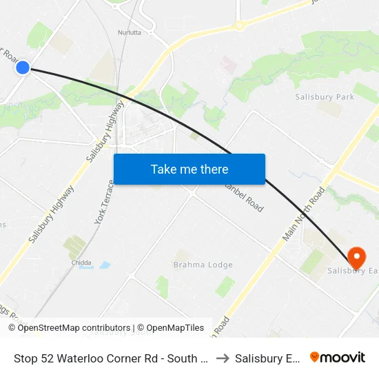 Stop 52 Waterloo Corner Rd - South side to Salisbury East map