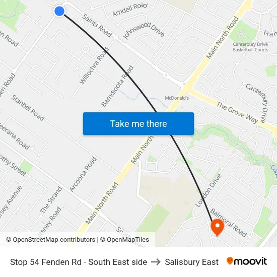 Stop 54 Fenden Rd - South East side to Salisbury East map