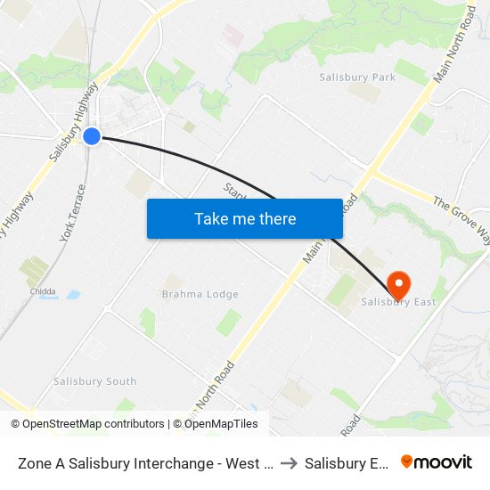 Zone A Salisbury Interchange - West Side to Salisbury East map