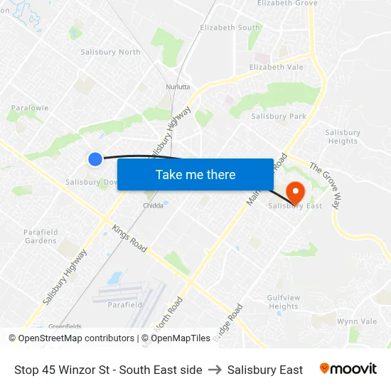 Stop 45 Winzor St - South East side to Salisbury East map