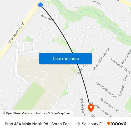 Stop 48A Main North Rd - South East side to Salisbury East map