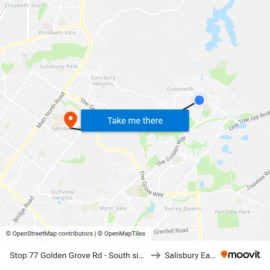 Stop 77 Golden Grove Rd - South side to Salisbury East map