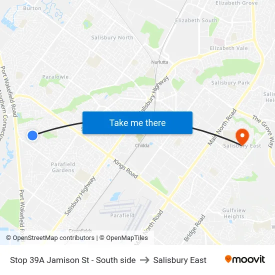 Stop 39A Jamison St - South side to Salisbury East map