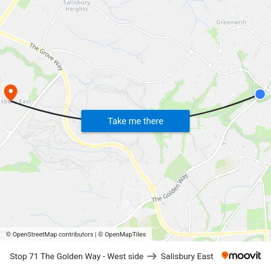 Stop 71 The Golden Way - West side to Salisbury East map